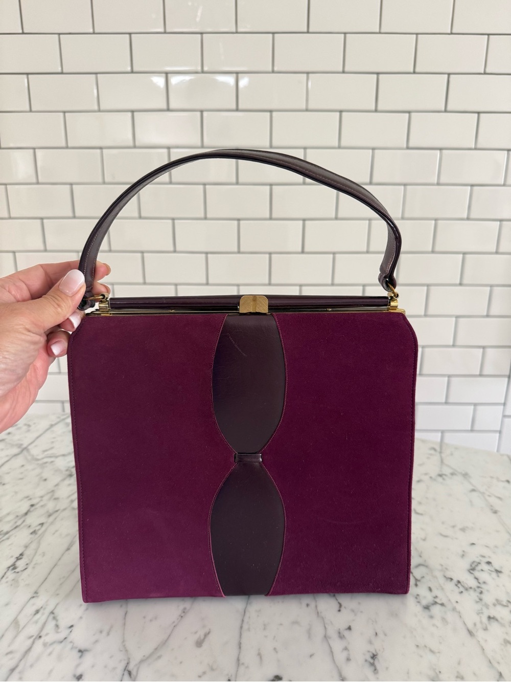 Vintage Sydney California Maroon Suede Handbag